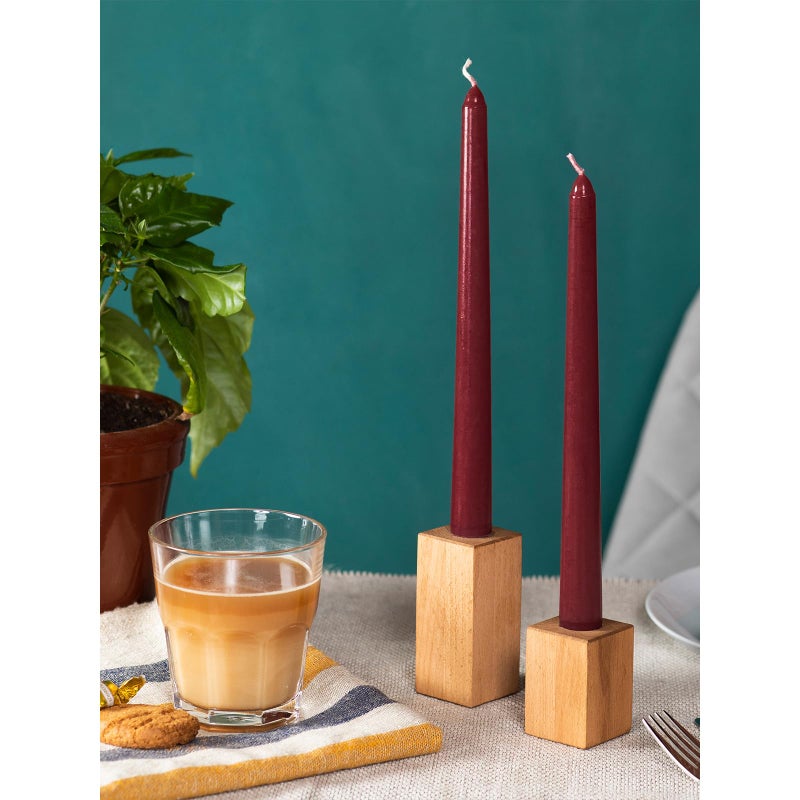 CANDWAX 12 inch Taper Candles Set of 4 - Dripless and Smokeless Candle Unscented - Slow Burning Candle Sticks Perfect as Dinner Candles and Household Candles - Burgundy Candles Taper - Image 5